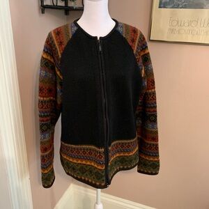 Kootenay Zip up Cardigan Large Scandi Girl Coastal Cowgirl 100% wool